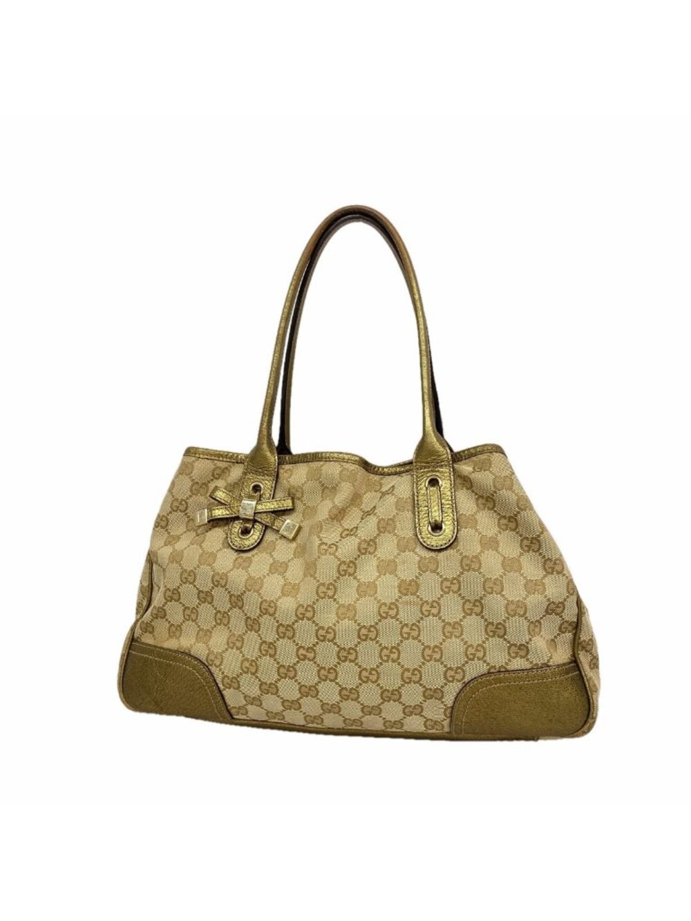 Gucci Tote Bag GG Canvas Princy Beige Gold